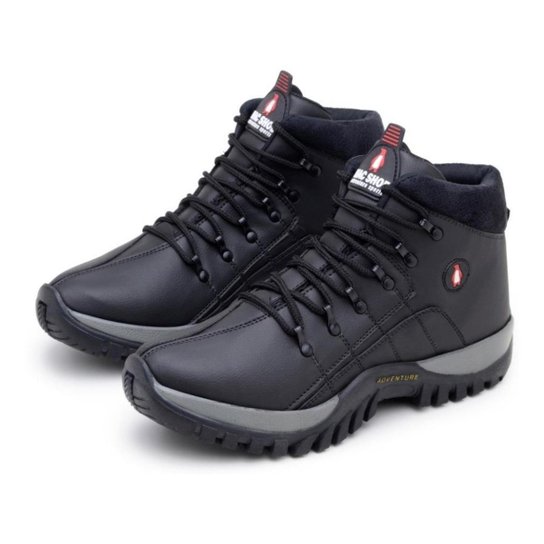Bota Coturno Adventure Trilha Segurança Trabalho Reforçada Confortável Parra Boots - Preto Menor preço em Bota Coturno Adventure Trilha Segurança Trabalho Reforçada Confortável Parra Boots - Preto