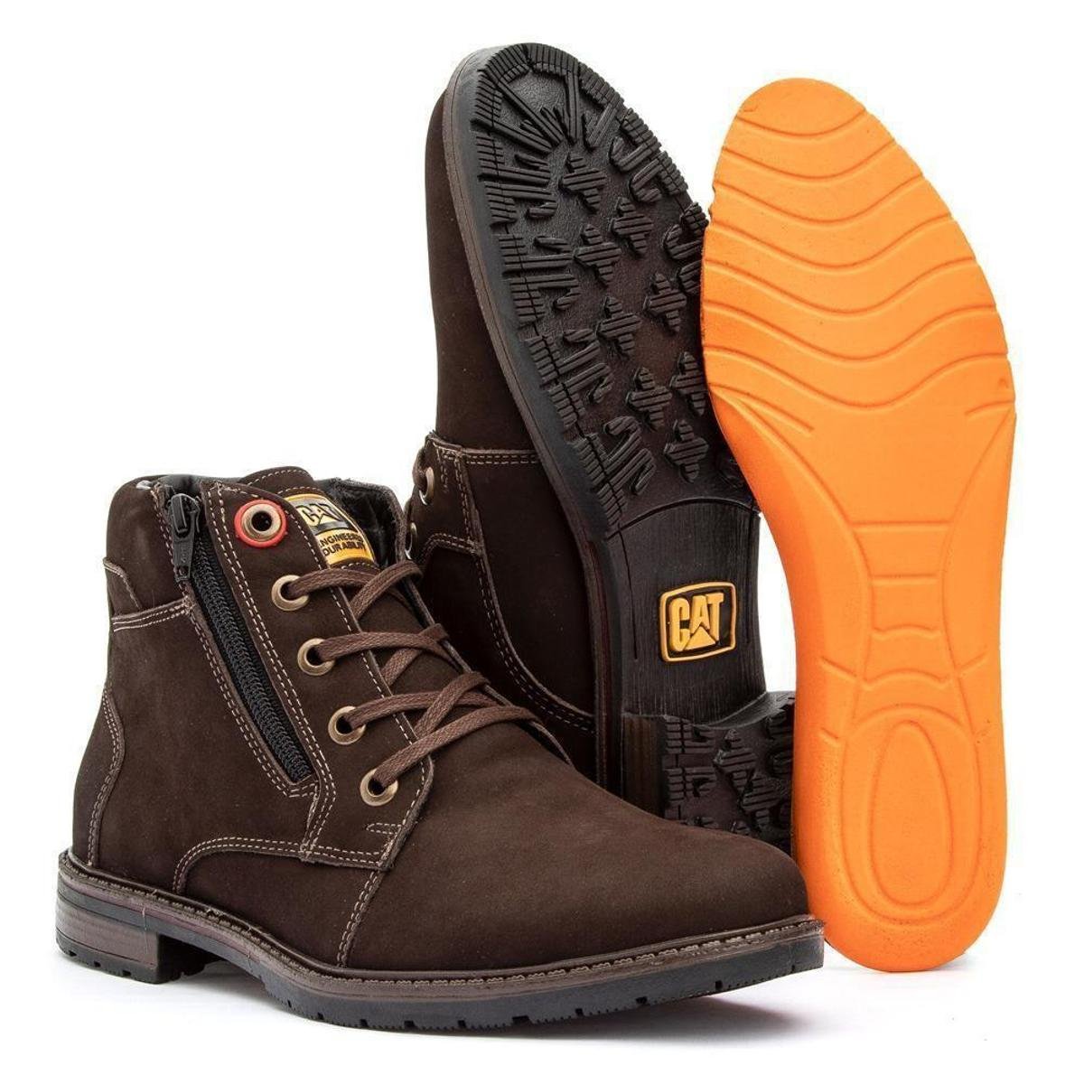 Bota Coturno Botina Masculino em Couro Caterpillar Marrom Netshoes