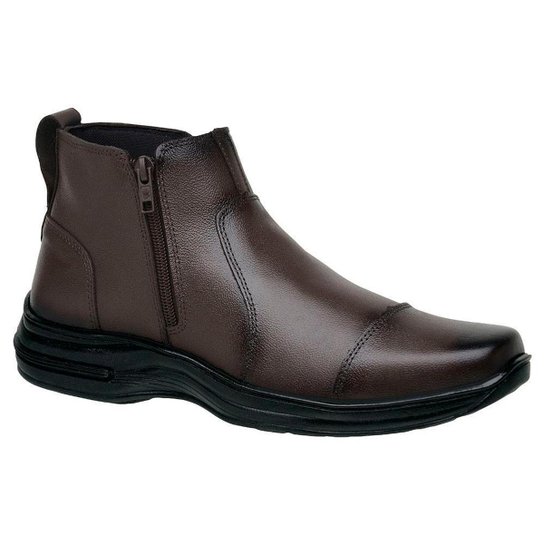 Bota Coturno Botinas Masculina de Couro Slz 7030 Sem Cadarço - Marrom Menor preço em Bota Coturno Botinas Masculina de Couro Slz 7030 Sem Cadarço - Marrom
