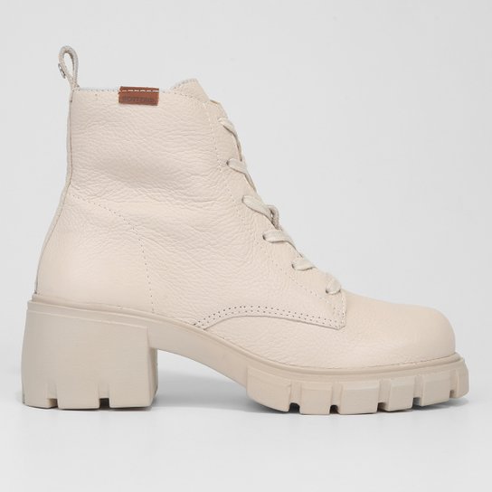 Bota Coturno Bottero Tratorada Feminina - Off White Menor preço em Bota Coturno Bottero Tratorada Feminina - Off White