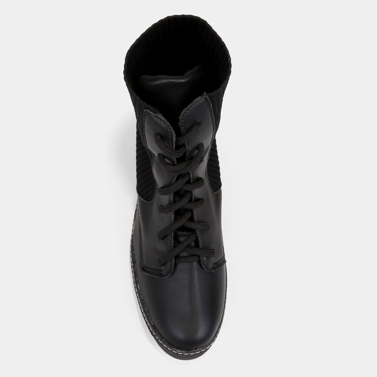 Bota Coturno Cano Curto Look Fashion Knit Feminina - 3