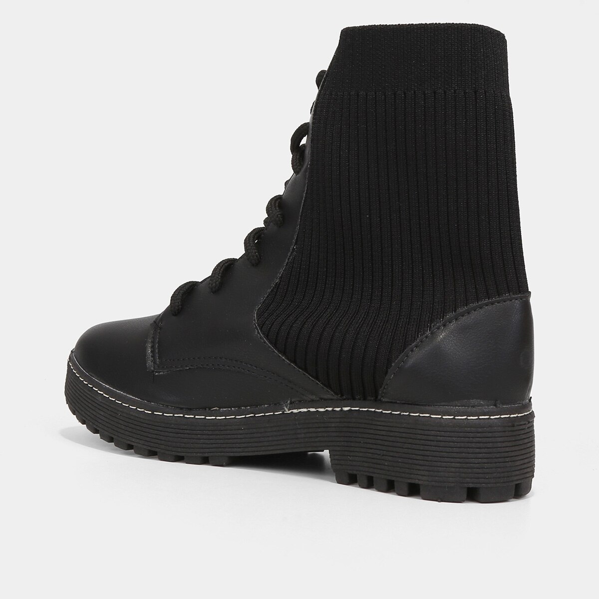 Bota Coturno Cano Curto Look Fashion Knit Feminina - 4