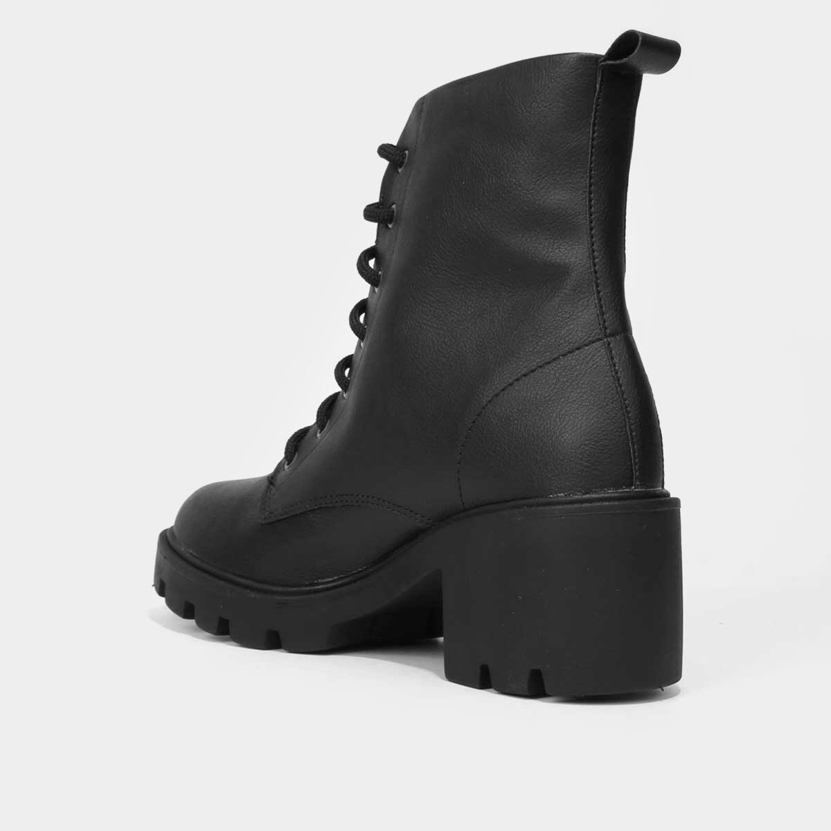 Bota Coturno Cano Medio Look Fashion Salto Médio Tratorado Feminina - 4