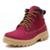 Bota Coturno Casual em Couro Masculino com Cadarço e Sola Robusta Detalhada - Rosa