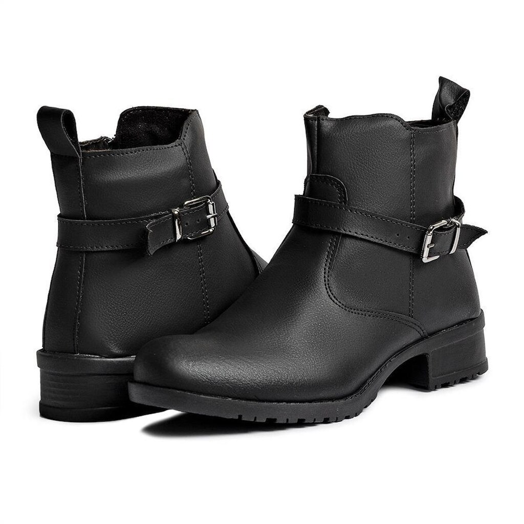 Bota Coturno Casual Feminino Cano Curto Liso Com Ziper