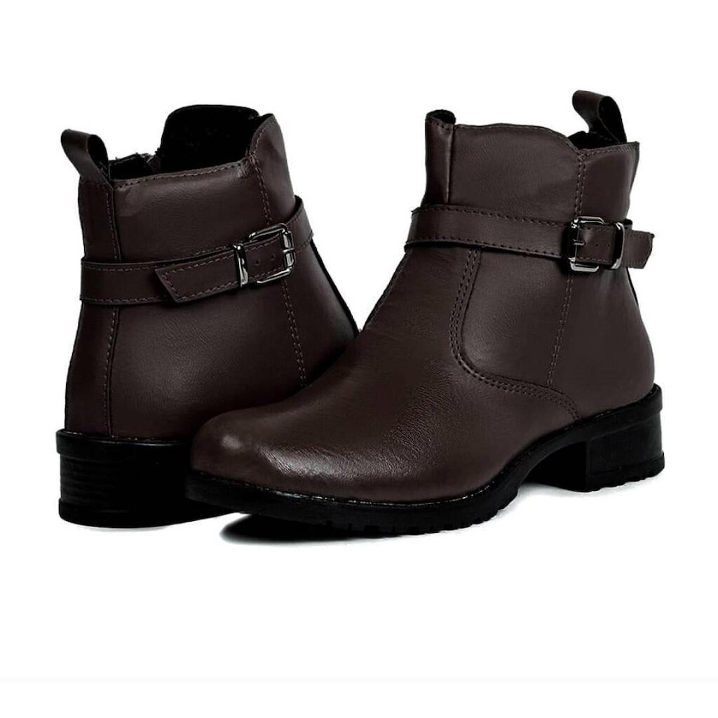 Bota Coturno Casual Feminino Cano Curto Liso Com Ziper
