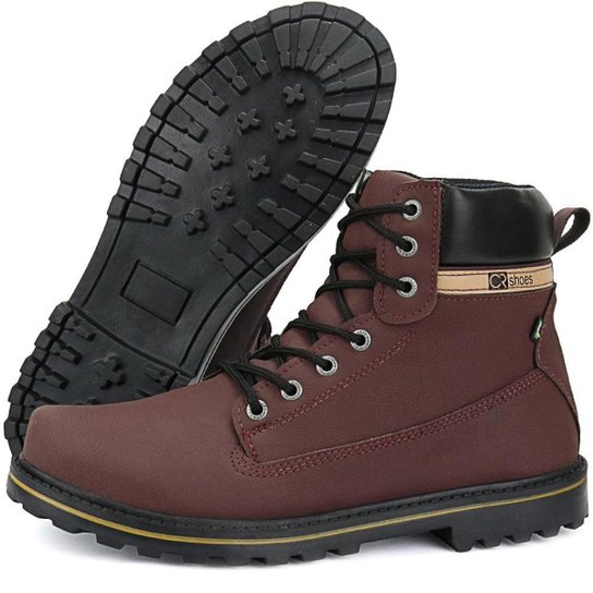 Bota Coturno Casual Tratorado SapatoFran Cano Médio Masculino - Bordô é boa?