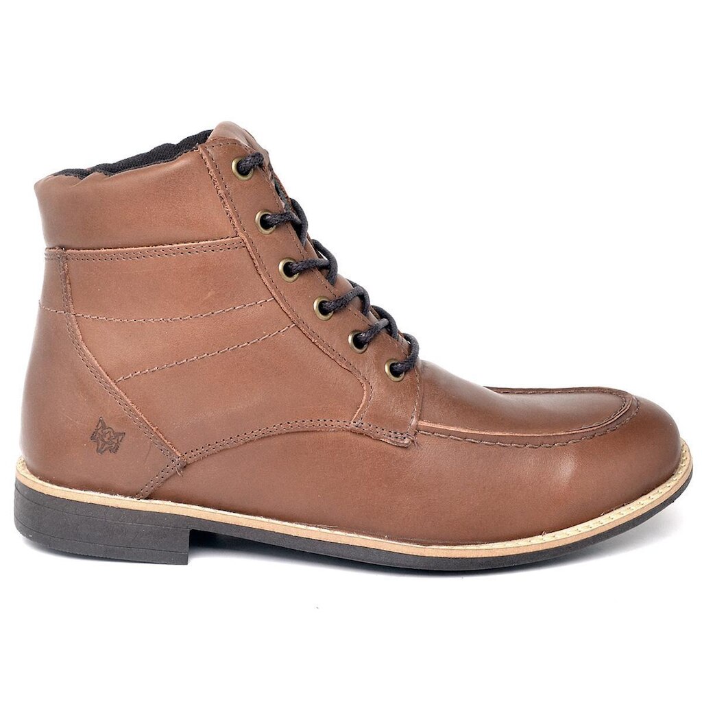 Bota Coturno Confortável Couro Lactego Cano Médio