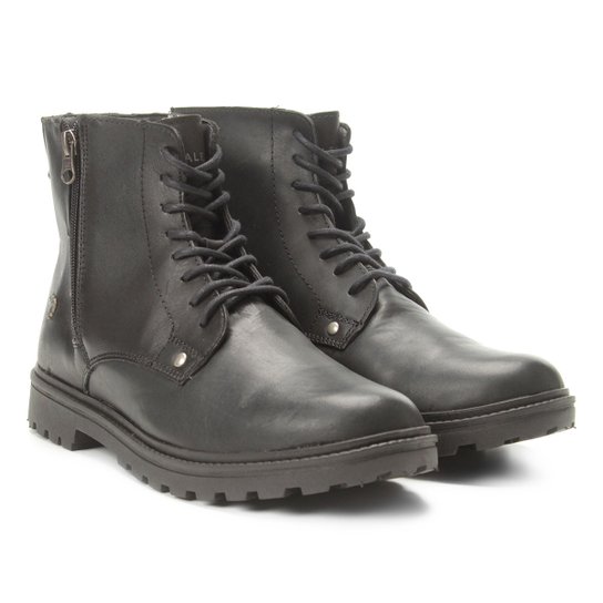 Bota Coturno Couro Cavalera Hugo Masculina - Preto Menor preço em Bota Coturno Couro Cavalera Hugo Masculina - Preto