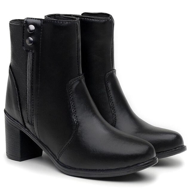 Bota Coturno Couro Plataforma Blogueira - Preto Menor preço em Bota Coturno Couro Plataforma Blogueira - Preto