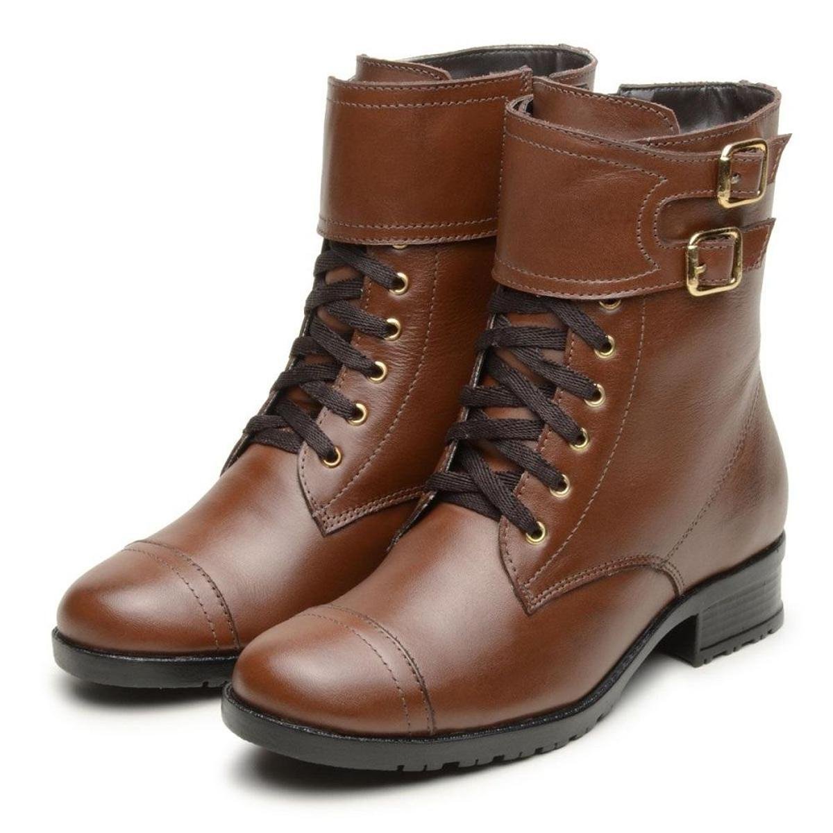 bota de couro com ziper