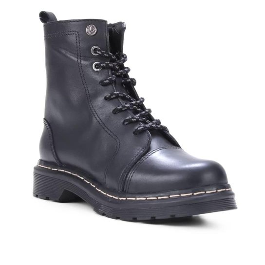 Bota Coturno Cravo e Canela em Couro - 85653C 01 - Preto Menor preço em Bota Coturno Cravo e Canela em Couro - 85653C 01 - Preto