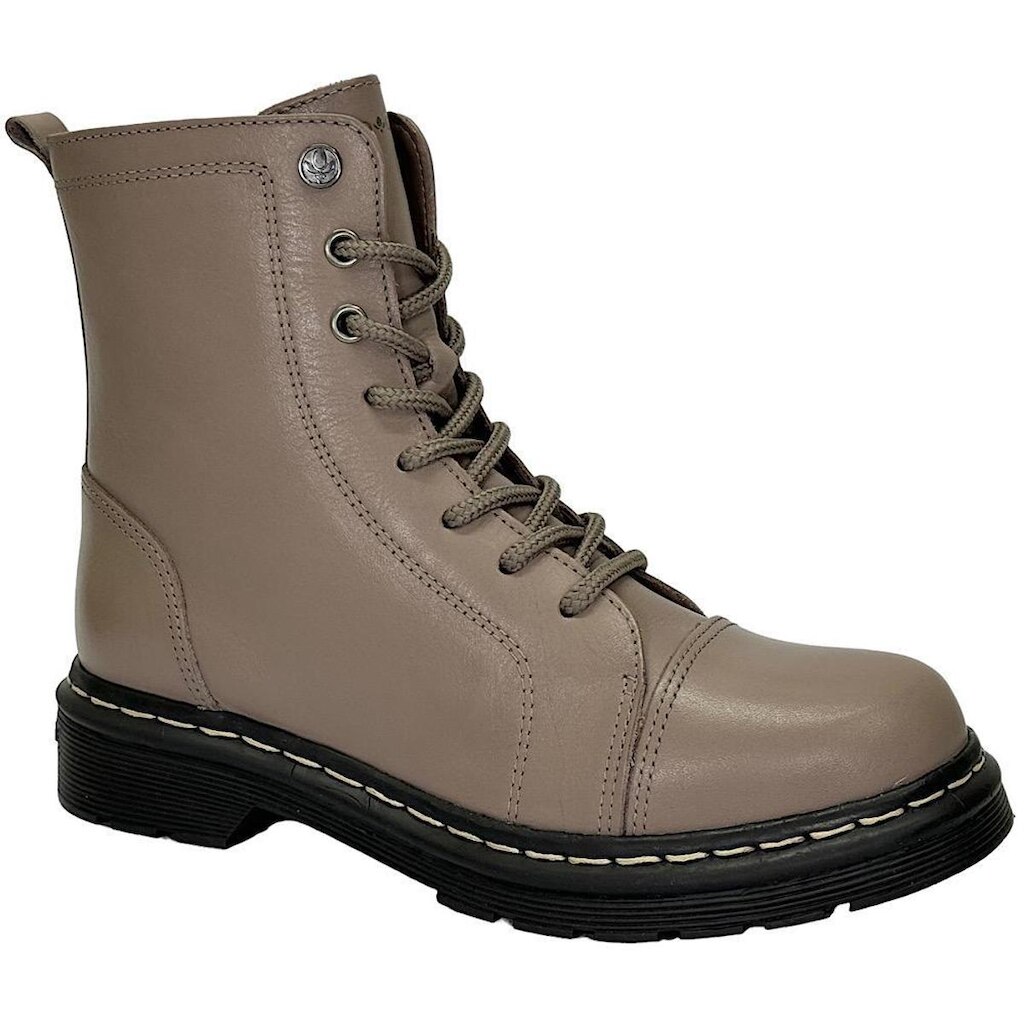 Bota Coturno Cravo e Canela Janis Couro 85653C Cinza Cimento