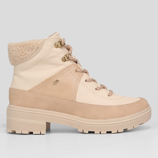 Bota Coturno Dakota Tratorada Recortes Feminina - Bege Menor preço em Bota Coturno Dakota Tratorada Recortes Feminina - Bege