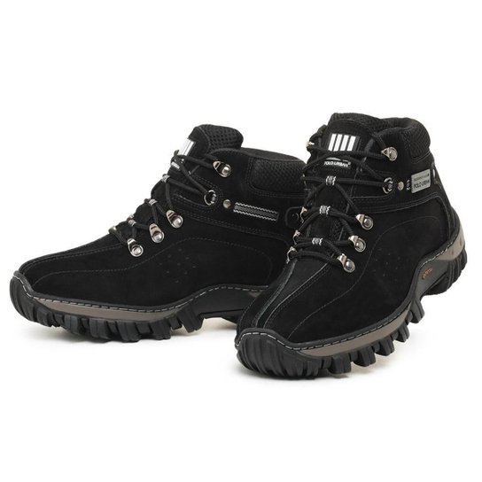 Bota Coturno em Couro Feminino com Cadarço Costura Manual e Sola Robusta - Preto Menor preço em Bota Coturno em Couro Feminino com Cadarço Costura Manual e Sola Robusta - Preto