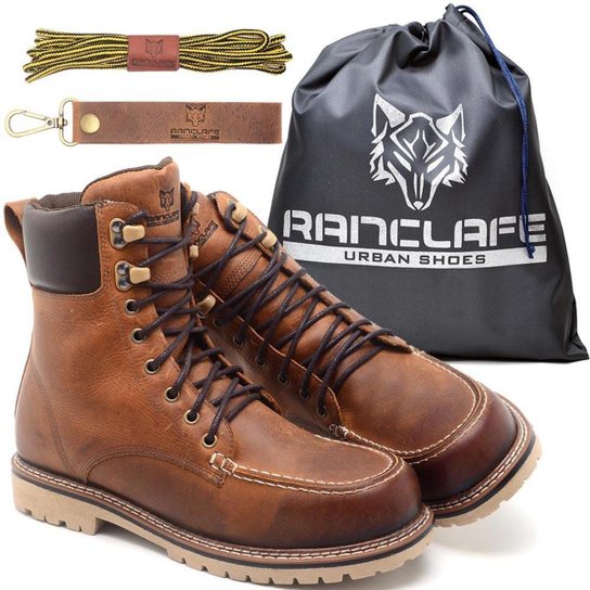 Bota Coturno em Couro Fóssil Cano Médio - Laranja Menor preço em Bota Coturno em Couro Fóssil Cano Médio - Laranja