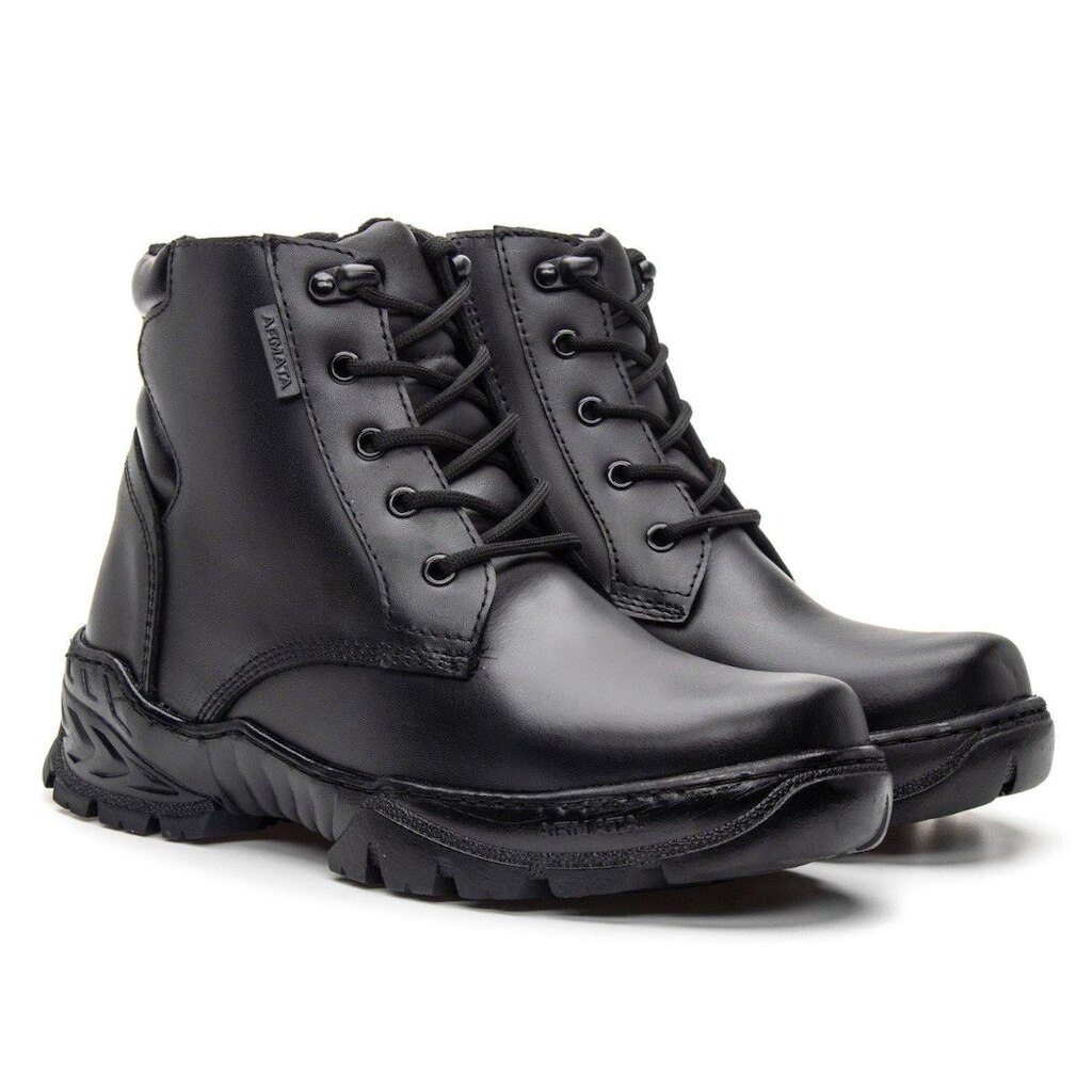 Bota Coturno Em Couro Ziper Attak Armata