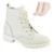 Bota Coturno Estilo Mix e Meia 2710 - Creme