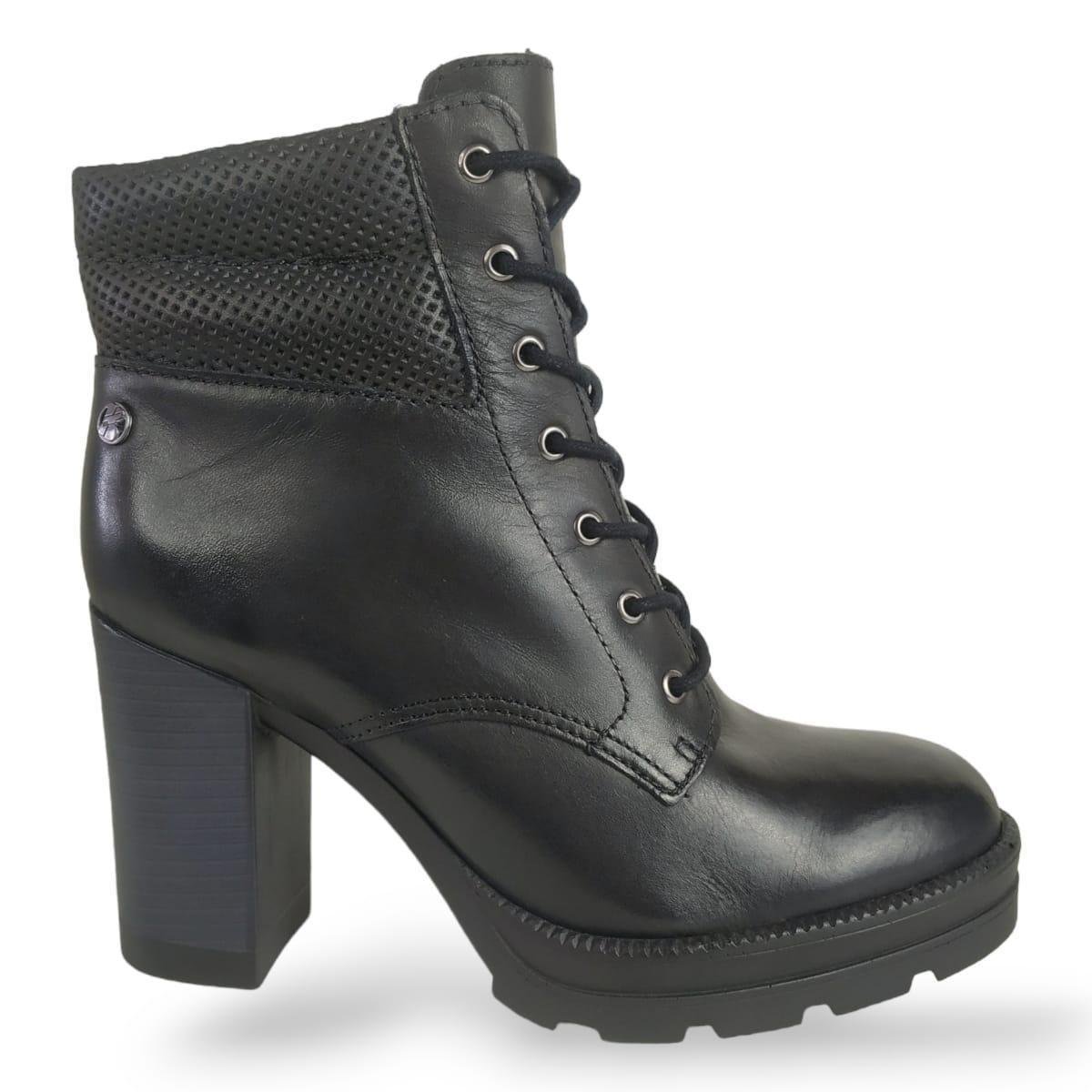 Bota Coturno Feminina Bottero de Couro com Salto Alto Menor preço em Bota Coturno Feminina Bottero de Couro com Salto Alto
