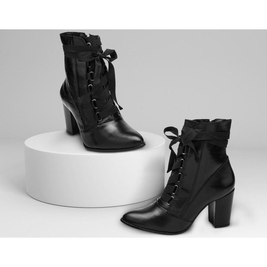 Bota Coturno Feminina Couro Cadarço Salto Médio Dia a Dia - Preto é ruim? Bota Coturno Feminina Couro Cadarço Salto Médio Dia a Dia - Preto é boa?