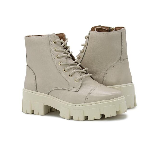 Bota Coturno Feminina Couro Tratorada Resistente Moderna