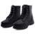 Bota Coturno Feminina Tratorada Menina Super Conforto Cano Médio Preta Gatatuya - Preto