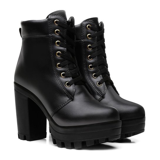Bota Coturno Feminina Tratorada Vicerinne Salto Alto Cano Médio - Preto é ruim? Bota Coturno Feminina Tratorada Vicerinne Salto Alto Cano Médio - Preto é boa?