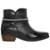 Bota Coturno Feminina Zíper Cano Curto em Couro - Preto