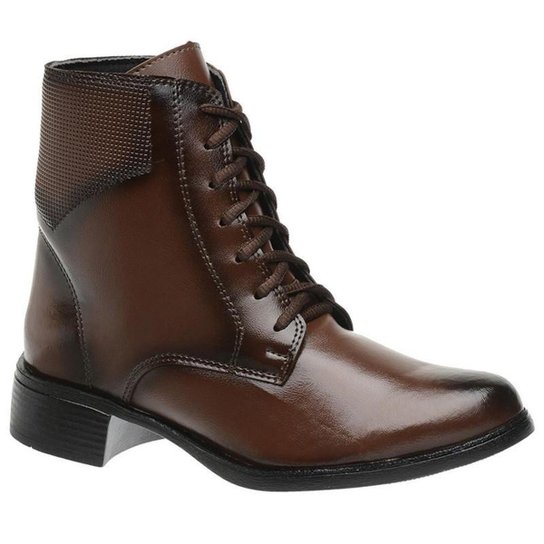 Bota Coturno Feminino Cano Médio Tratorada De Amarrar 6011