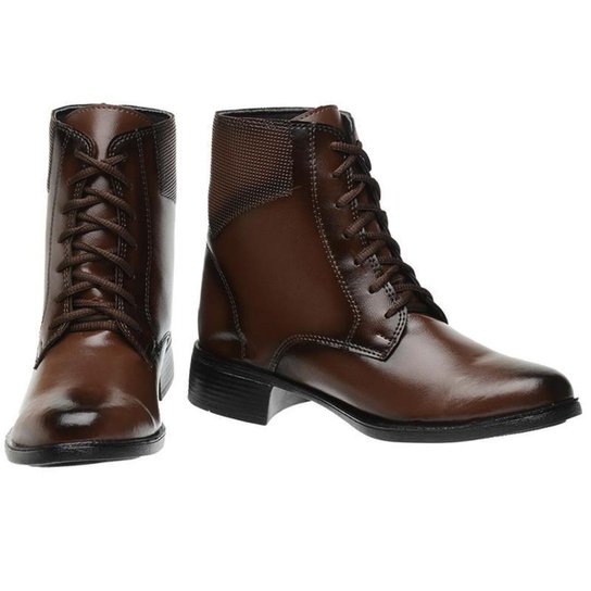 Bota Coturno Feminino Cano Médio Tratorada De Amarrar 6011