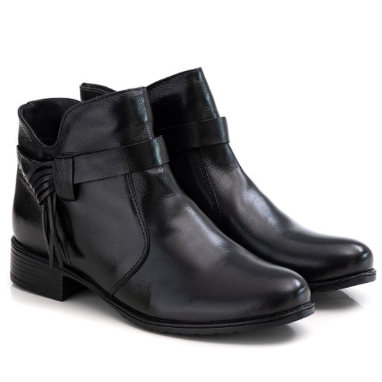 Bota Coturno Feminino Dahazzi Confort Couro Legitimo Cano Curto Salto Baixo F254 - Preto Menor preço em Bota Coturno Feminino Dahazzi Confort Couro Legitimo Cano Curto Salto Baixo F254 - Preto