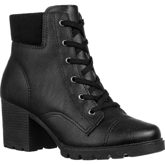 Bota Coturno Feminino GiGiL Salto Médio Grosso - Preto Menor preço em Bota Coturno Feminino GiGiL Salto Médio Grosso - Preto