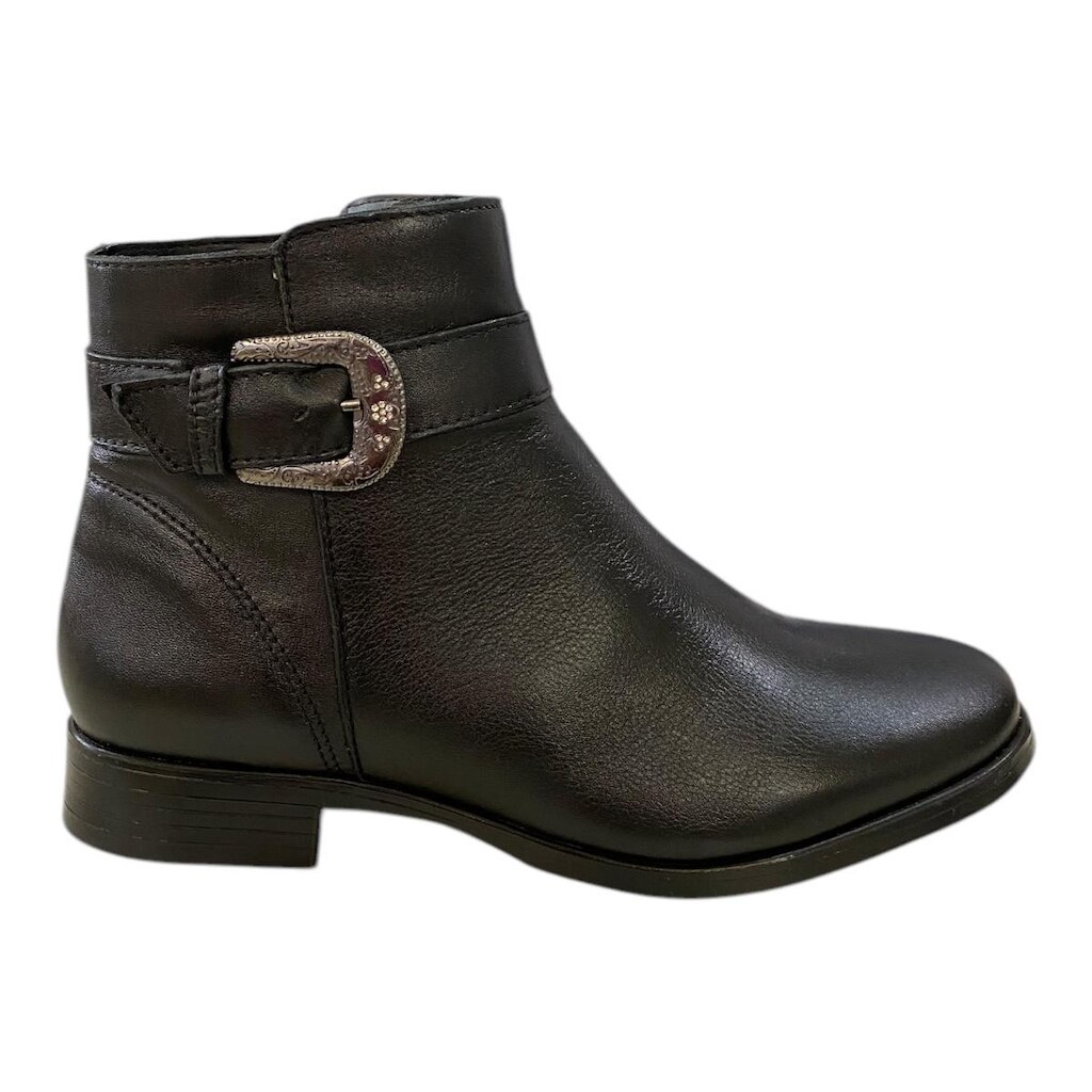 Bota Coturno Feminino New Born Couro Legítimo Fivela 9868 Preto