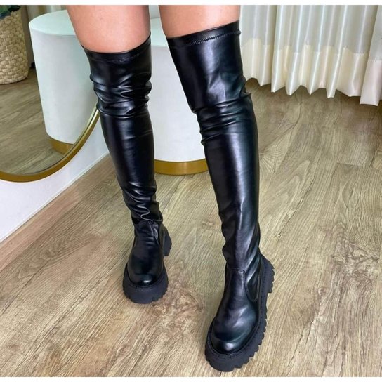 Bota Coturno Cano Alto Bota Coturno Feminino Over The Knee Cano
