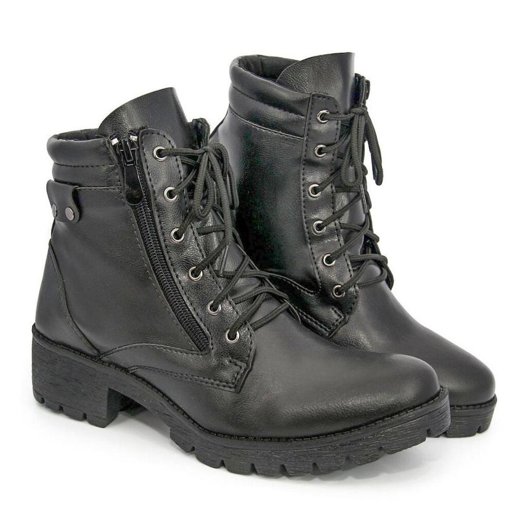 Bota Coturno Feminino Tratorada Cadarço Flatform