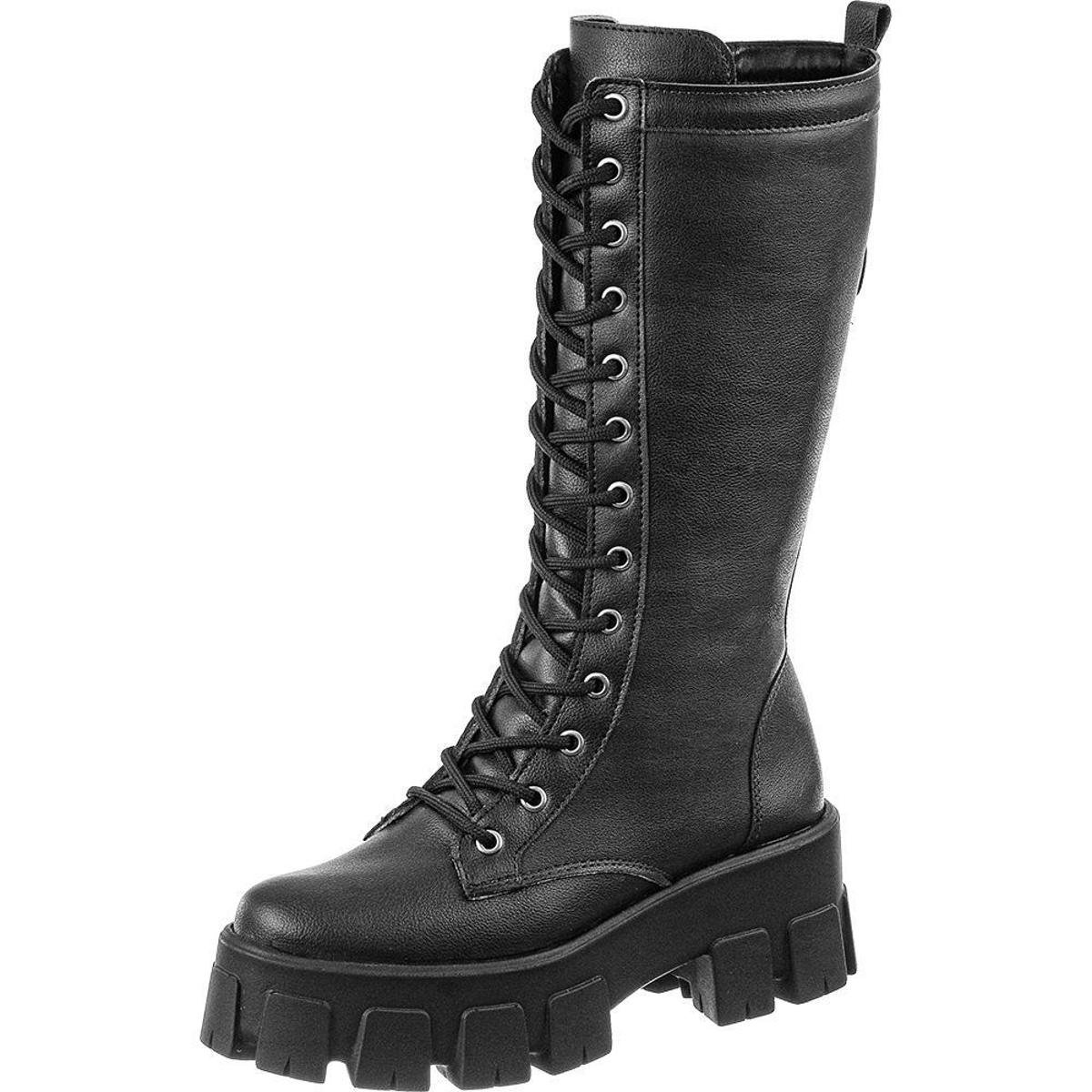 Bota Coturno GiGiL Cano Longo Ajustável Com Zíper Moda Feminina Menor preço em Bota Coturno GiGiL Cano Longo Ajustável Com Zíper Moda Feminina