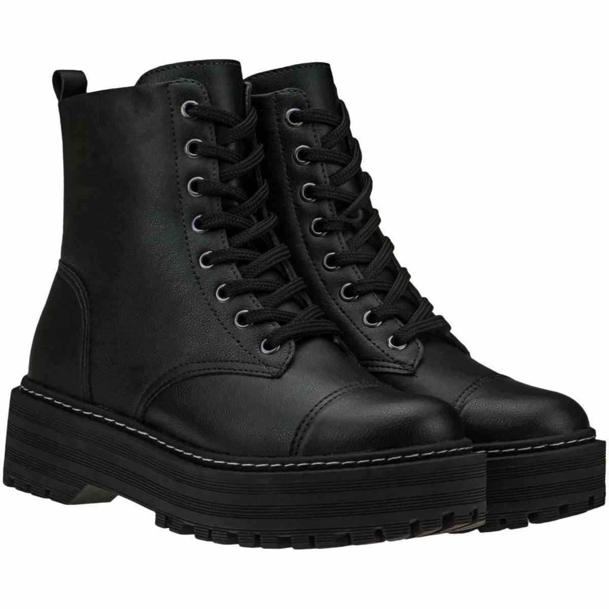 Bota Coturno Gigil Plataforma Tratorado Feminino - Preto | Netshoes