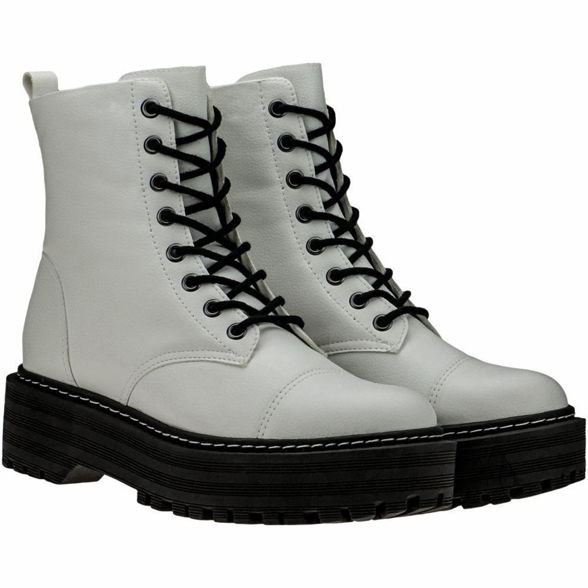 Bota Coturno Gigil Plataforma Tratorado Feminino - Branco | Netshoes