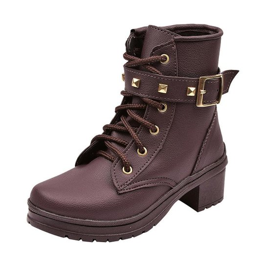 Bota Coturno Infantil Grugui Veste Fácil Salto Feminina - Café Menor preço em Bota Coturno Infantil Grugui Veste Fácil Salto Feminina - Café