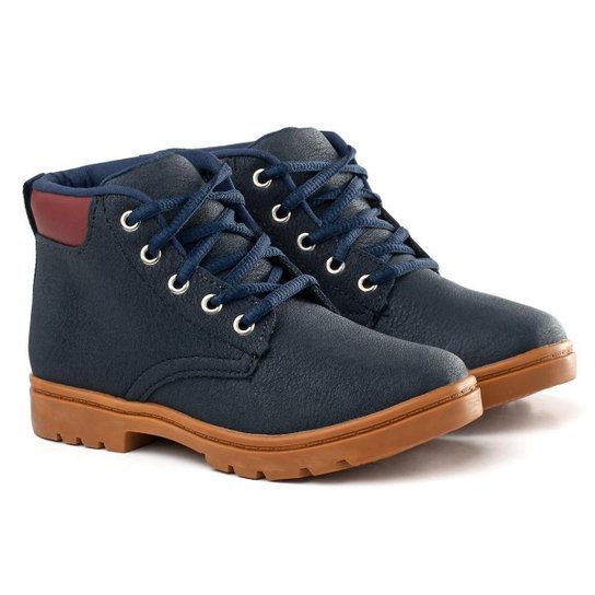 Bota Coturno Infantil Masculino Tratorada Robusta Conforto - Marinho Menor preço em Bota Coturno Infantil Masculino Tratorada Robusta Conforto - Marinho