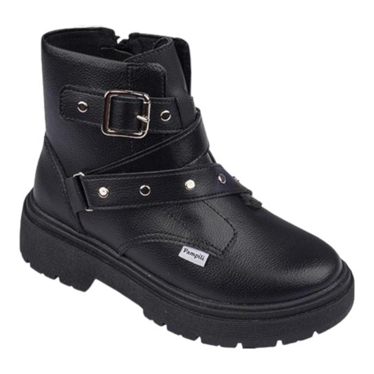 Bota Coturno Infantil Menina Pampili - Preto Menor preço em Bota Coturno Infantil Menina Pampili - Preto
