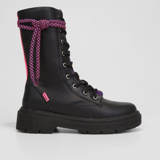 Bota Coturno Infantil Pampili Amarração Menina - Preto Menor preço em Bota Coturno Infantil Pampili Amarração Menina - Preto