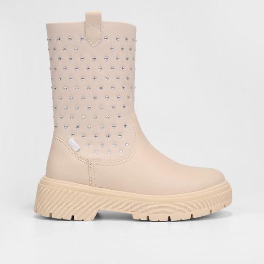 Bota Coturno Infantil Pampili Brilho Menina - Nude Menor preço em Bota Coturno Infantil Pampili Brilho Menina - Nude