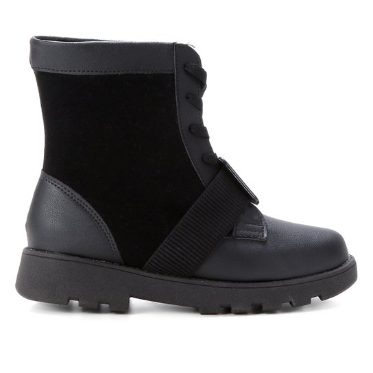 Bota Coturno Infantil Tininha Fivela Feminina - Preto Menor preço em Bota Coturno Infantil Tininha Fivela Feminina - Preto