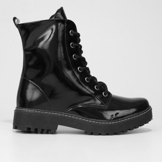 Bota Coturno Look Fashion Tratorada Verniz Feminina - Preto é ruim? Bota Coturno Look Fashion Tratorada Verniz Feminina - Preto é boa?