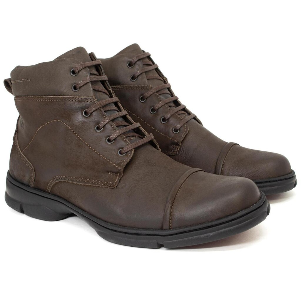 Bota Coturno Masculina Anatomic Gel 360º Plus Couro Legítimo com Cadarço Palmilha Macia 7896