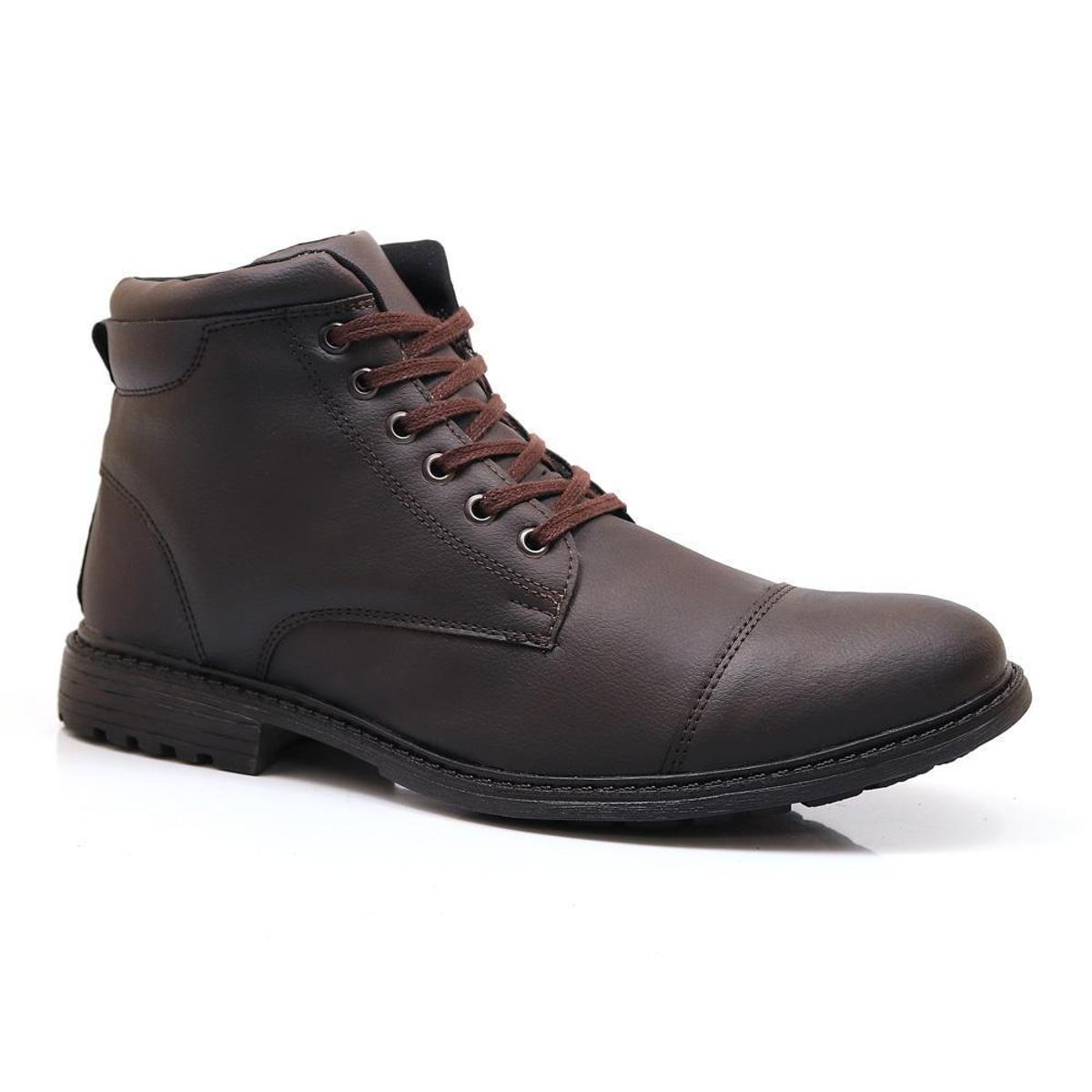 Bota Coturno Masculina Cadarço Moderna Confortável Casual - Café | Netshoes
