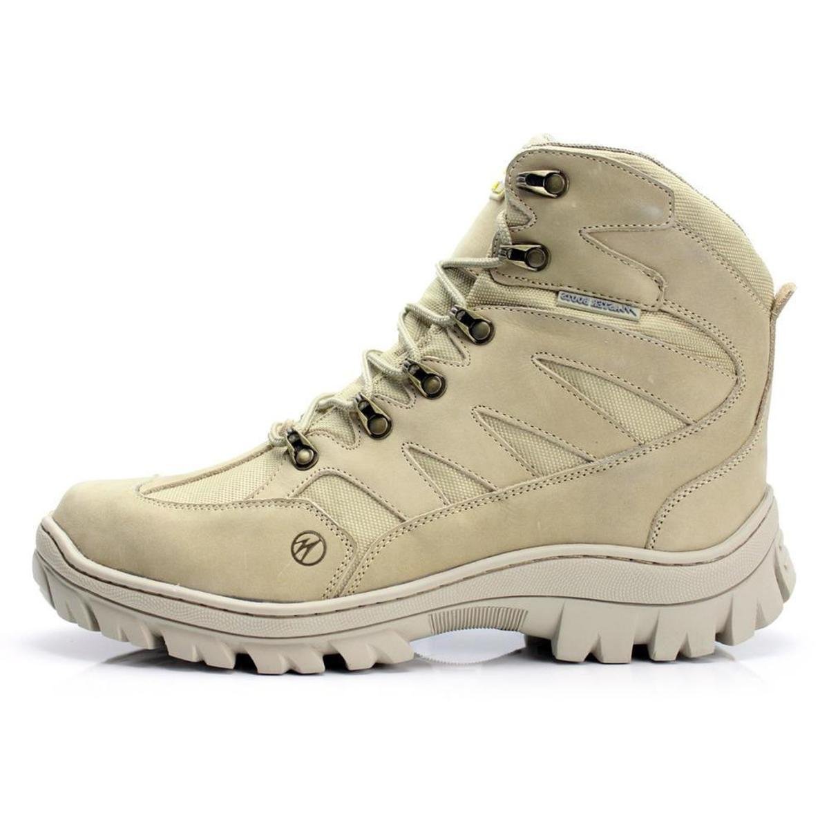 Bota Coturno Masculina Couro Cano Longo - Creme | Netshoes
