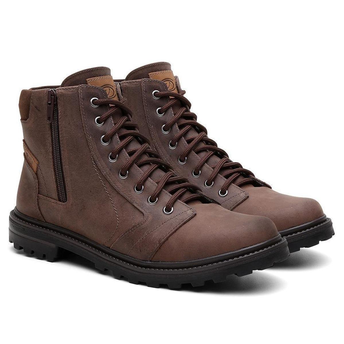 Bota Coturno Masculina Couro Venetto Zíper Cadarço Casual Menor preço em Bota Coturno Masculina Couro Venetto Zíper Cadarço Casual