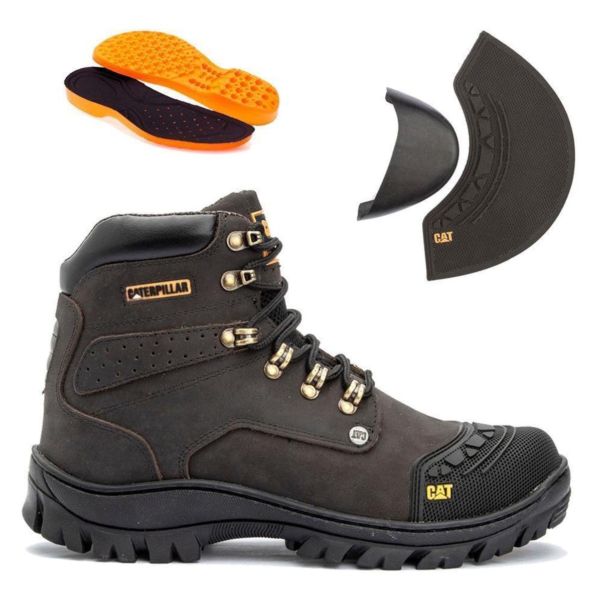 Menor preço em Bota Coturno Masculina em Couro Repele Agua Marrom Bico PVC